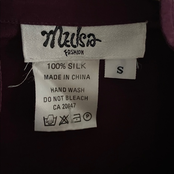 Vintage Structured Silk Blouse Plum Size S - Picture 3 of 7